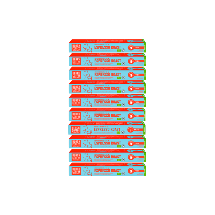 Black Coffee Roasters Espresso Roast Kaffekapsler Øko 10 x 10 stk