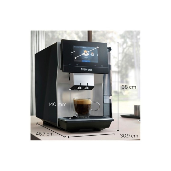 Siemens TP715R07 EQ700 Inox Silver Metallic Espressomaskine Inkl. Mælkebeholder Glas 0,7L