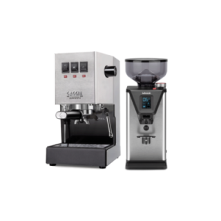 Gaggia Classic E24 Stål Espressomaskine Inkl. Gaggia MDF 55 Chrome Espressokværn
