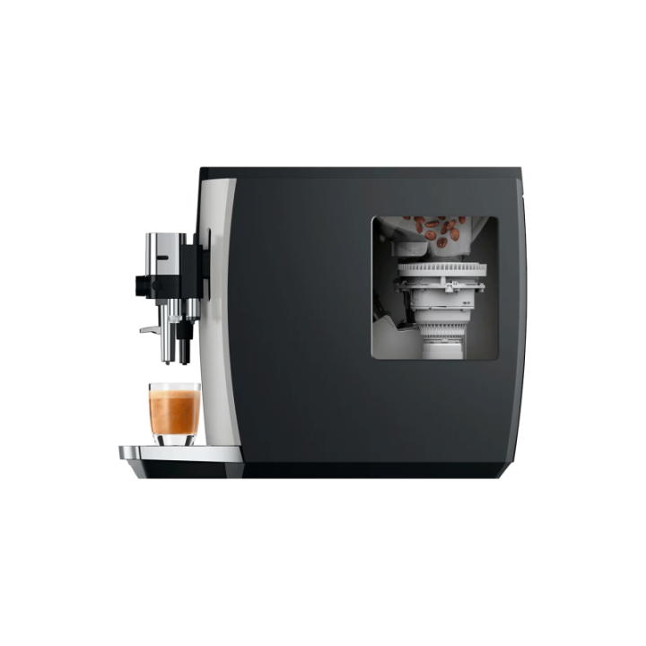 Jura E8 (EC) Platin Espressomaskine Inkl. Startpakke (DK sprog), Mælkebeholder, 3kg Rigtig Kaffe Super Crema & Pleje