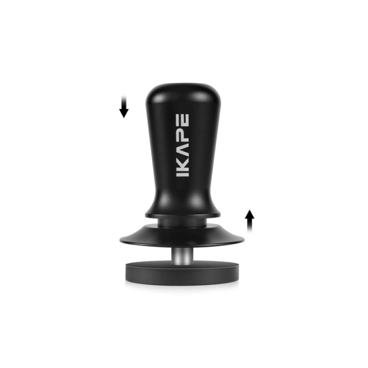 IKAPE V3 Kalibreret Tamper med Fjeder, Riller & Titaniumsbelægning 58 mm Sort