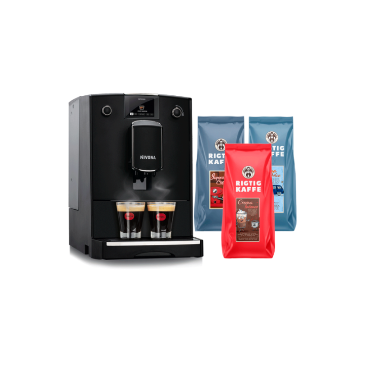 Nivona NICR 690 Mat Sort Espressomaskine Inkl. Rigtig Kaffe Mixpakke 3kg Hele kaffebønner