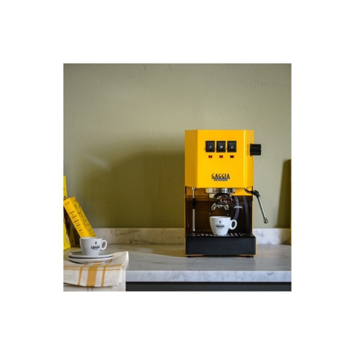 Gaggia Classic E24 Sunshine Yellow Espressomaskine Inkl. Eureka Mignon Zero 55s Mat Sort Espressokværn