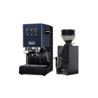 Gaggia Classic E24 Blå Espressomaskine Inkl. Eureka Mignon Zero 55s Mat Sort Espressokværn