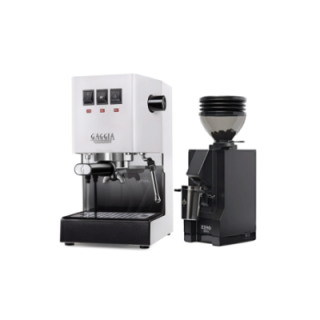 Gaggia Classic E24 Hvid Espressomaskine Inkl. Eureka Mignon Zero 55s Mat Sort Espressokværn