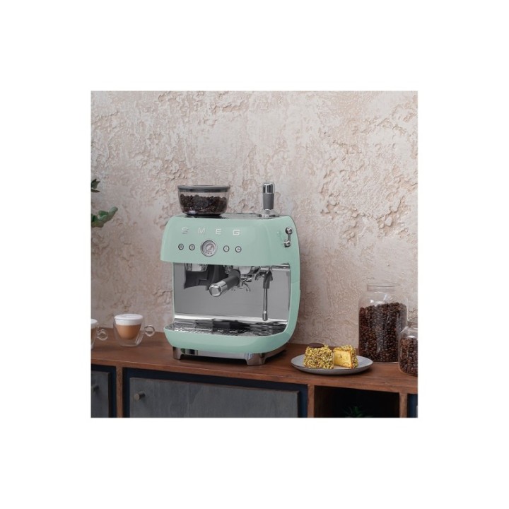 Smeg EGF03PGEU Manuel espressomaskine Inkl. Kværn Pastelgrøn & Rigtig Kaffe Bestseller Mixpakke 3kg Hele kaffebønner