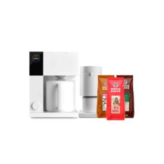 Fellow Aiden Filter Kaffemaskine Hvid Inkl. Fellow Opus Espressokværn Mat Hvid & 1,3 kg Rigtig Kaffe Hele kaffebønner
