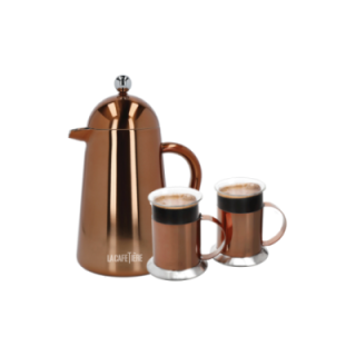 La Cafetière Havana 8 Kop. Stempelkande Kobber Inkl. La Cafetière Krus 30 cl 2 Stk Kobber