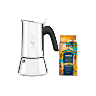 Bialetti Venus Elegance 10 Kop. Espressokande Stål Inkl. Lavazza Tales of Italy Canal Grande 226,8g Formalet kaffe