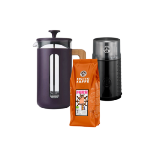 La Cafetière Pisa 8 Kop. Stempelkande Lilla Inkl. House of Barista Elektrisk Kaffemølle & 400g Rigtig Kaffe