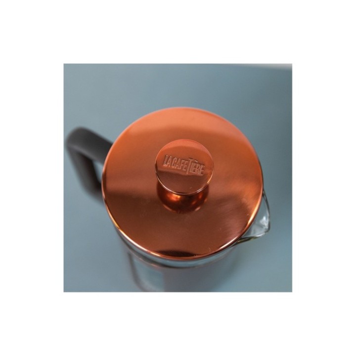 La Cafetière Pisa 8 Kop. Stempelkande Kobber Inkl. House of Barista Elektrisk Kaffemølle & 400g Rigtig Kaffe