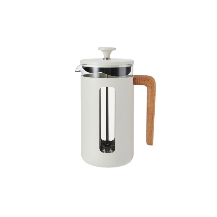 La Cafetière Pisa 8 Kop. Stempelkande Hvid Inkl. House of Barista Elektrisk Kaffemølle & 400g Rigtig Kaffe