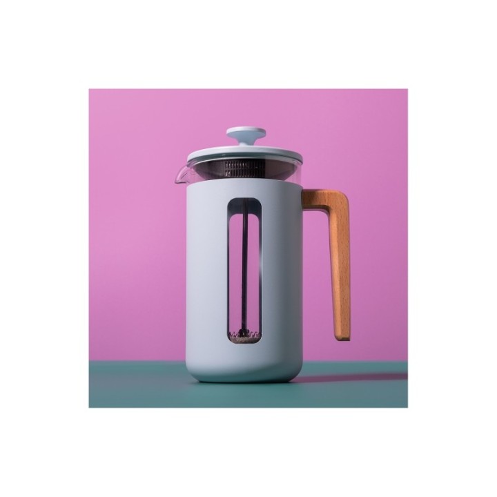 La Cafetière Pisa 8 Kop. Stempelkande Himmelblå Inkl. House of Barista Elektrisk Kaffemølle & 400g Rigtig Kaffe