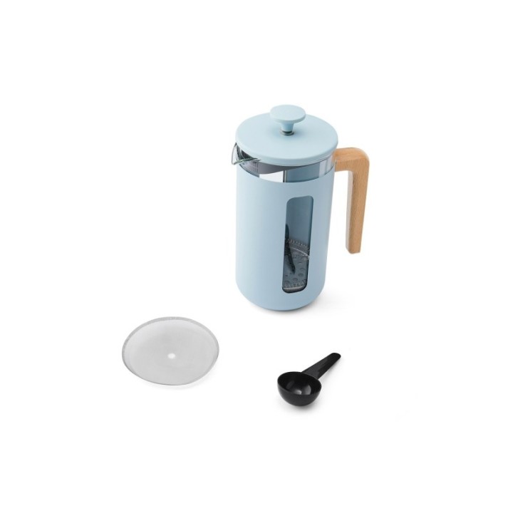 La Cafetière Pisa 8 Kop. Stempelkande Himmelblå Inkl. House of Barista Elektrisk Kaffemølle & 400g Rigtig Kaffe