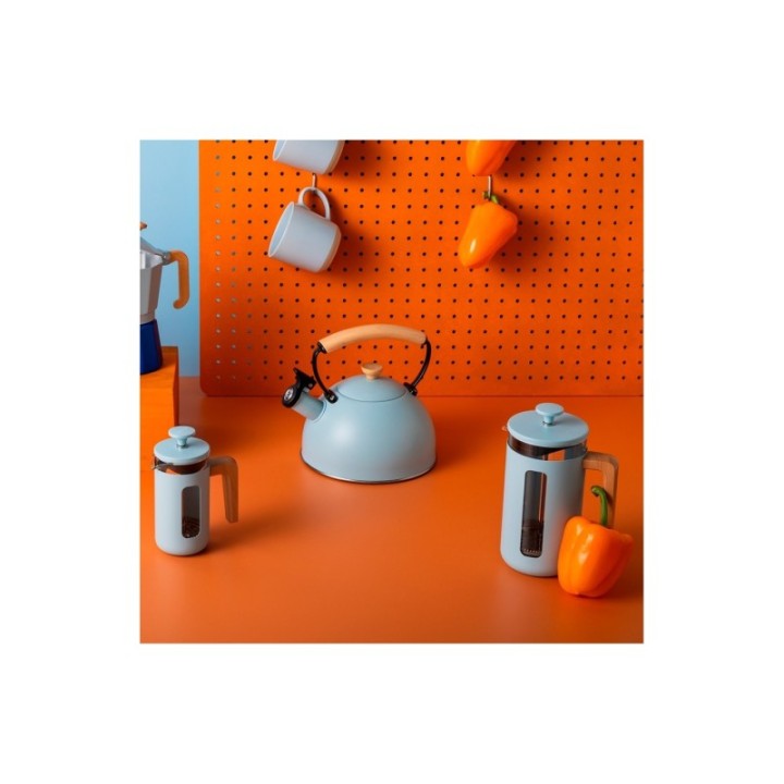 La Cafetière Pisa 8 Kop. Stempelkande Himmelblå Inkl. House of Barista Elektrisk Kaffemølle & 400g Rigtig Kaffe