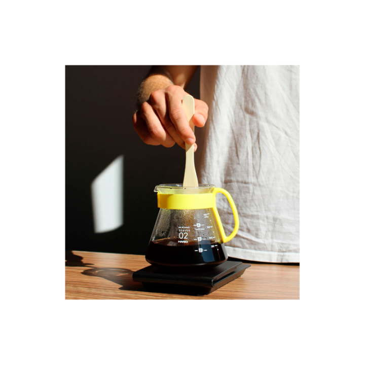 Hario V60 Filterbryg Sæt Gul Inkl. Range Server 0,6 L, Dripper 2 Kop., IKAPE Pour Over Kedel med Termometer 1,2 L & Filtre