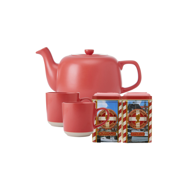 La Cafetière 1,2 L Tebrygger Inkl. Krus 35 cl 2 Stk Rød & Østerlandsk Thehus Pyramidetebreve 24 stk