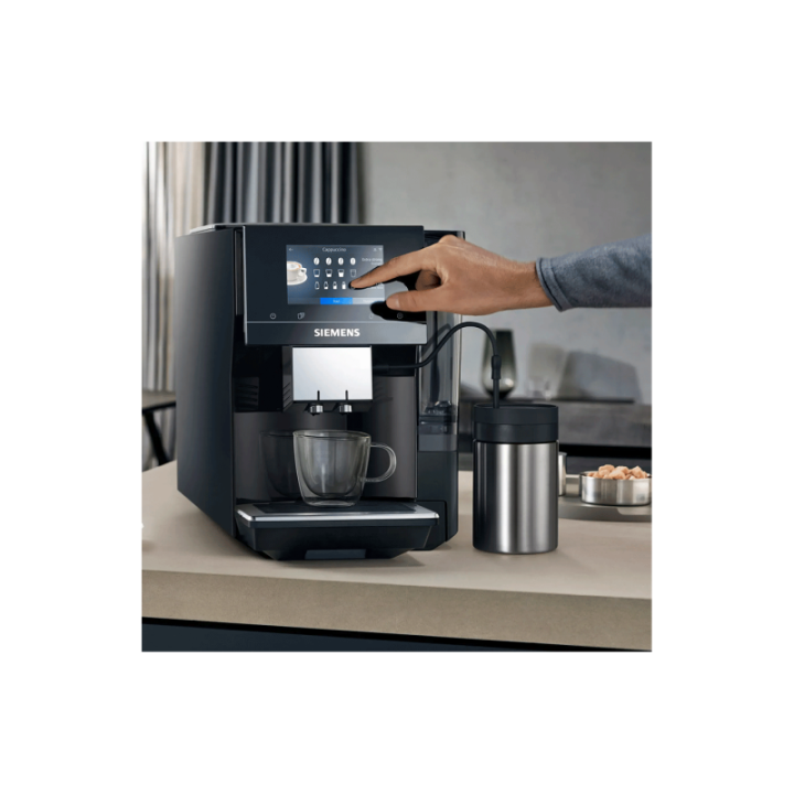 Siemens TP713R19 EQ700 Classic Piano Sort Espressomaskine Inkl. Siemens Mælkebeholder Glas 0,7L
