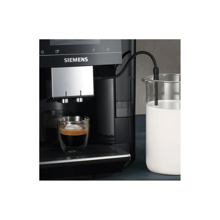 Siemens TP713R19 EQ700 Classic Piano Sort Espressomaskine Inkl. Siemens Mælkebeholder Glas 0,7L