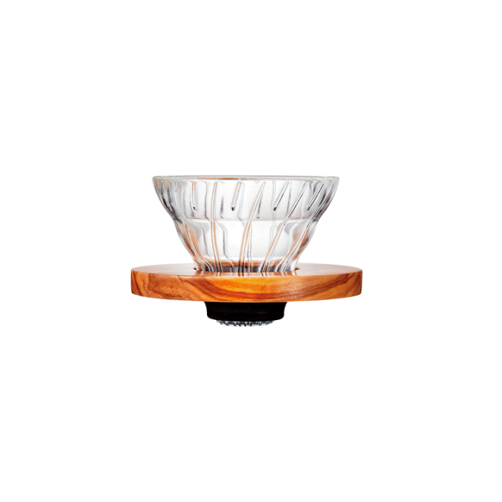 Hario V60-01 Glas Dripper Oliventræ 1 Kop.