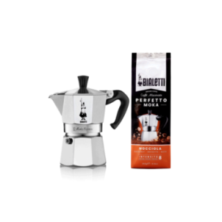 Bialetti Moka Express 4 Kop. Espressokande Inkl. Bialetti Perfetto Moka Nocciola 250g Malet Kaffe